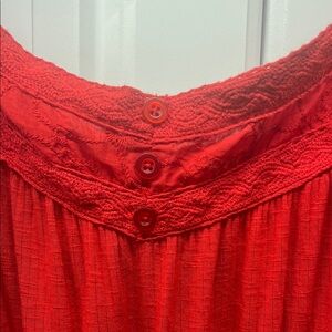 Maurices Plus Size 3X Red Ruffled Strap Top with Side Detail